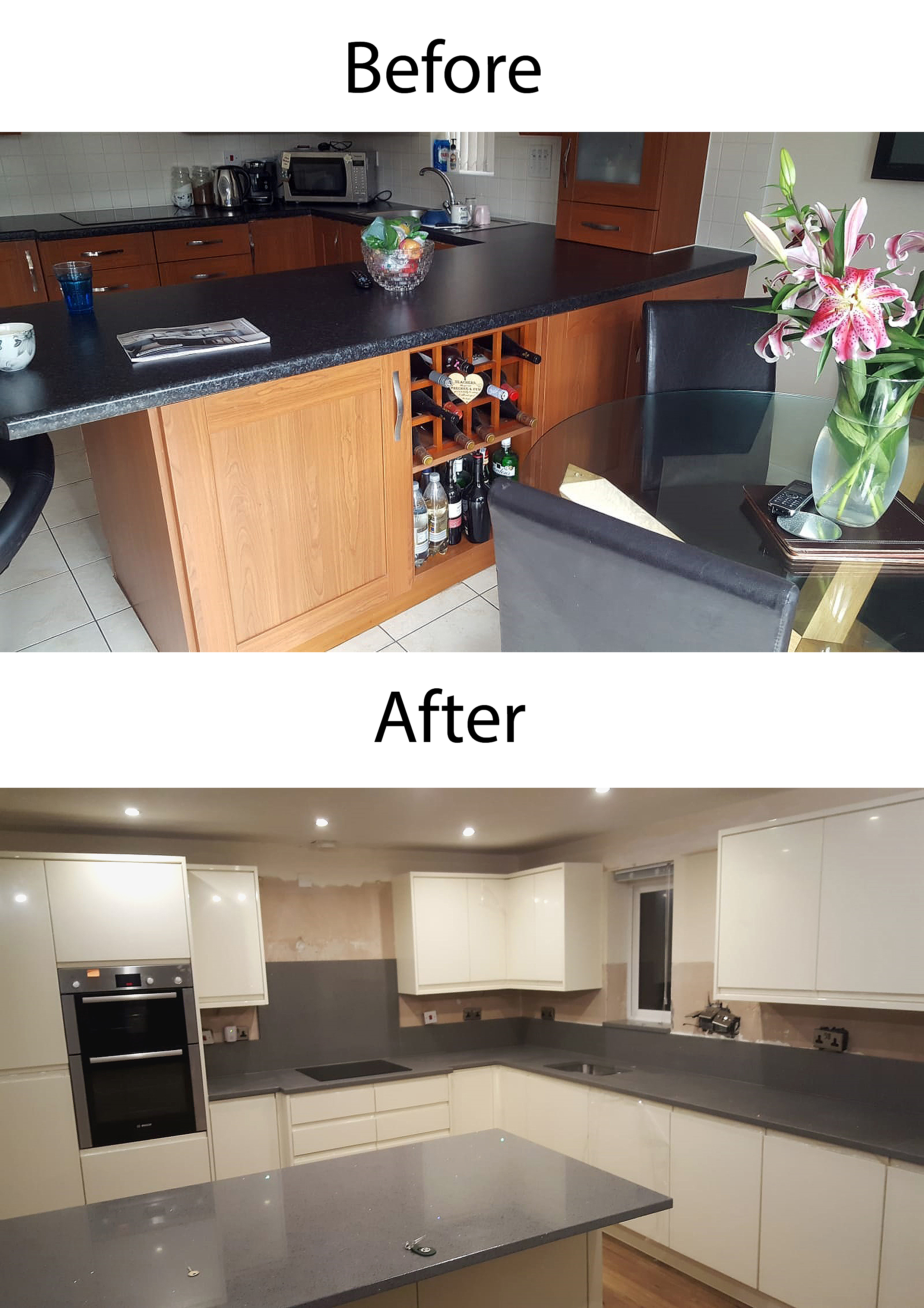 before after carla phil - Kitchen installation Wirral unless Bespoke Kitchens Cheshire likewise Bespoke Bedrooms Cheshire - Bespoke Kitchens Bathrooms and Bedrooms Wirral Liverpool Cheshire